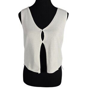 NWT | Lanyo Lili White Knit V-Neck Tie-Front Vest | Quiet Luxury | L